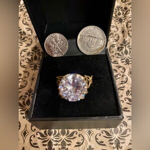 Yam 14k gold plated over Sterling Silver Stunning Oversize Bling Ring  SZ 10